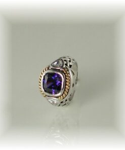 Amethyst Ring Cubic Zirconia With Pave Crystals
