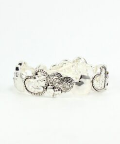 Heart Bracelet Silver Tone With Crystals For Smaller Wrist