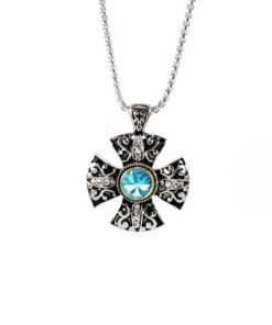 Aquamarine Necklace Pendant Crystal Cross