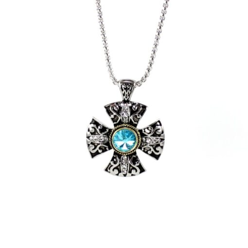 Aquamarine Necklace Pendant Crystal Cross