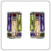 Multi Stone Contemporary French Clip Earrings