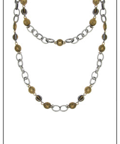 Station Necklace Antique Gold Silver Tone