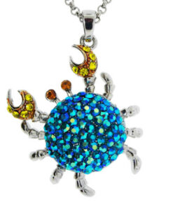 Crab Necklace Blue Aurora Borealis Crystals
