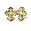 Cross Earrings Gold And Silver Tone French Clip