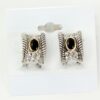 Black French Clip Rhinestone Earrings