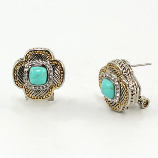 Turquoise Earrings Clover Design