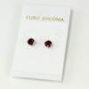 Garnet Red Cubic Zirconia Pierced Earrings