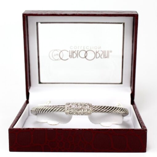 Carlo Orsini Cable Style Bracelet Silver With Pave CZ