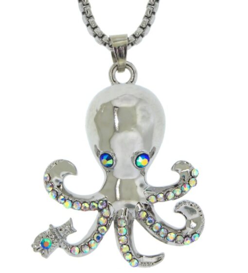 Silver Octopus Necklace Sea Life Jewelry Pendant
