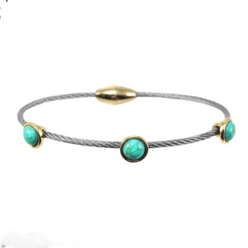 Turquoise Cable Bracelet Dainty With Magnetic Clasp