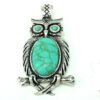 Owl Pendant Turquoise Silver Magnetic Clasp