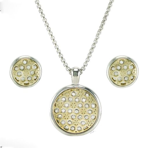 Pendant Necklace And Earring Set With Diamond Crystals