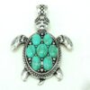 Turtle Pendant Turquoise Silver Magnetic Clasp