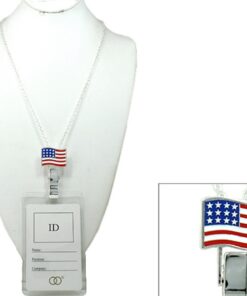 Lanyard Badge Id Holder With American Flag