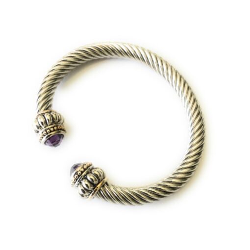 Amethyst Cable Cuff Bracelet